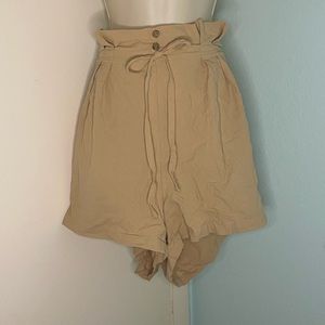 Shein plus size paper bag waits fold pleated front shorts